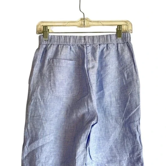 Quince European Linen Cropped Pants XS Blue Coastal Beachy Capsule - Picture 5 of 8